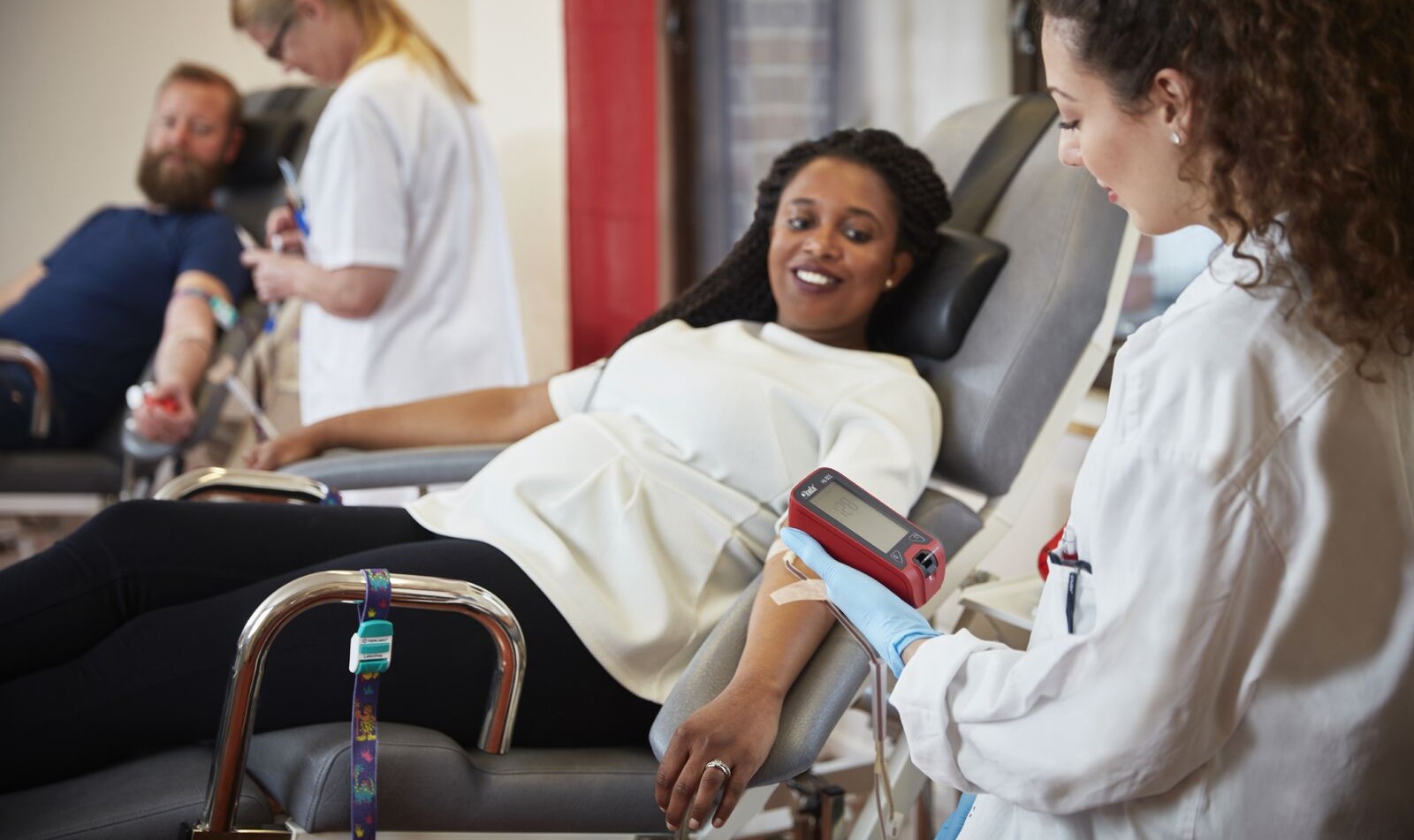 Patients at a blood bank