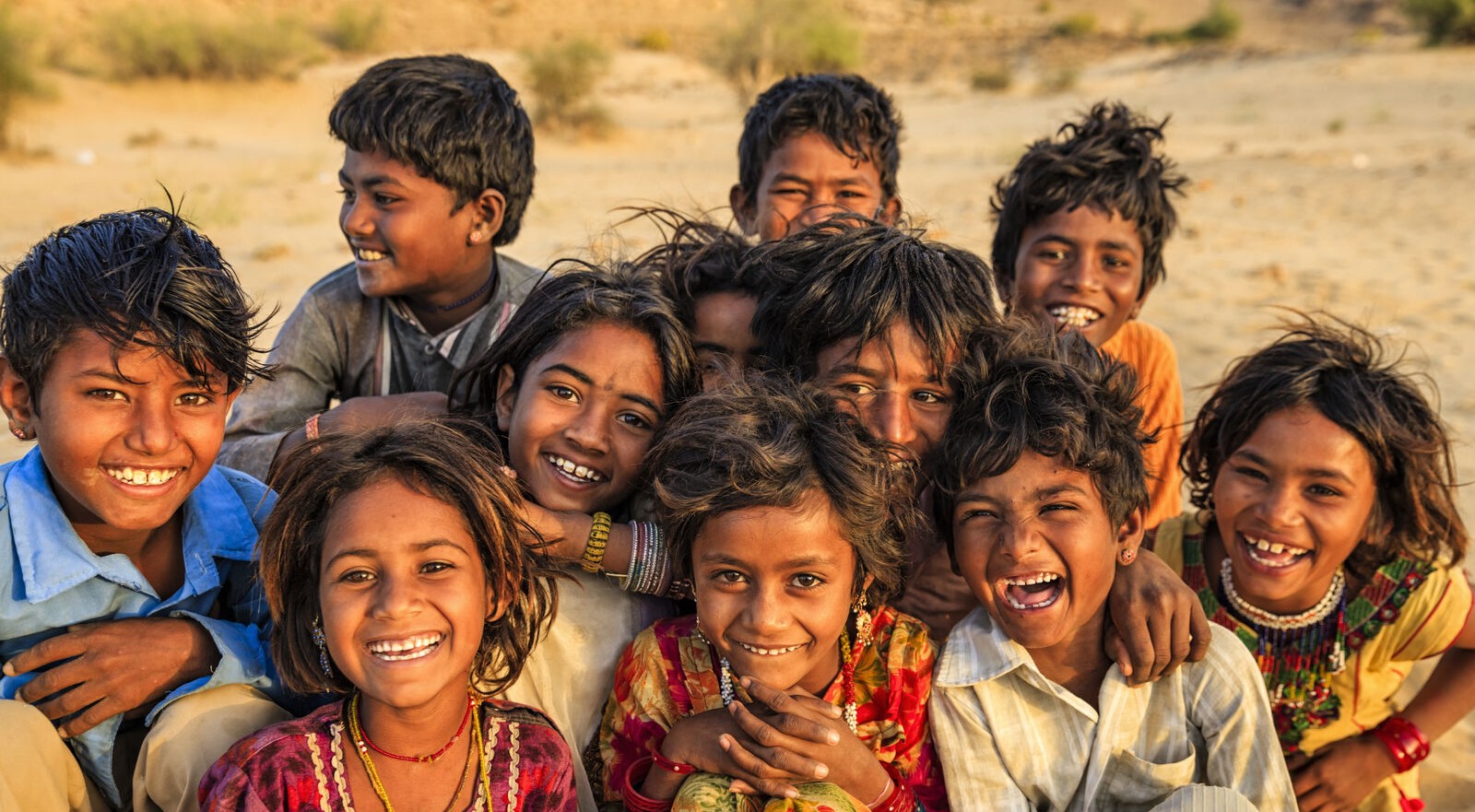 Smiling children in rural India