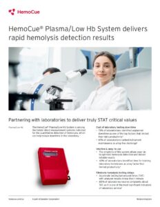 front image of our Plasma Low Hb System in labs flyer